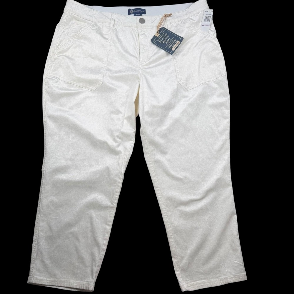 Democracy Ab-solution High Rise Utility Pants Womens 22W White Corduroy Stretch